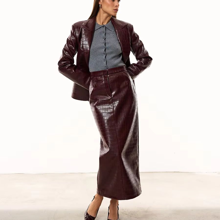 Female Formal Wear - IG Women Burgundy Croc Faux Leather