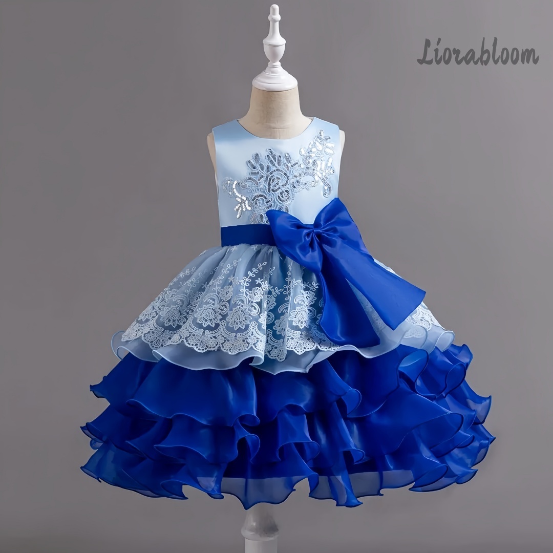 Formal Women'S Wear - Girls' Dress With Large Bow Sleeveless