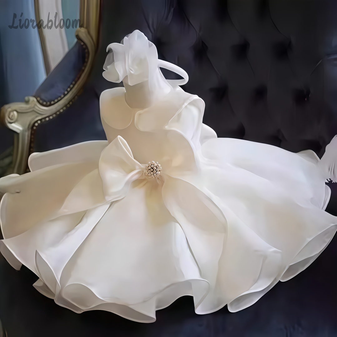 Formal Women'S Wear - White Pearl Embellished Dress Wedding Flower