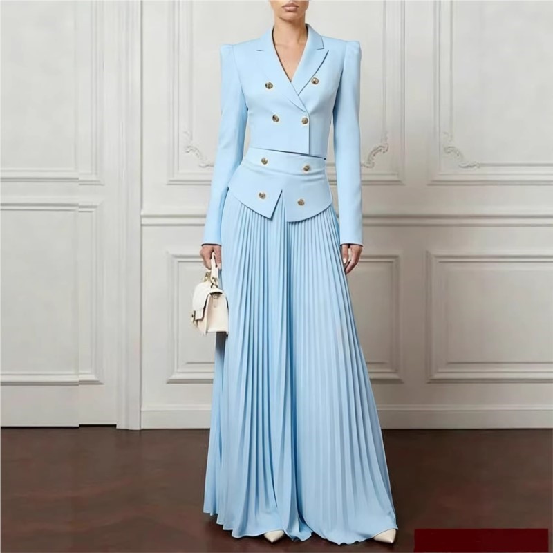 Female Formal Wear - Elegant Temperament 2-Piece Set Lapel Button