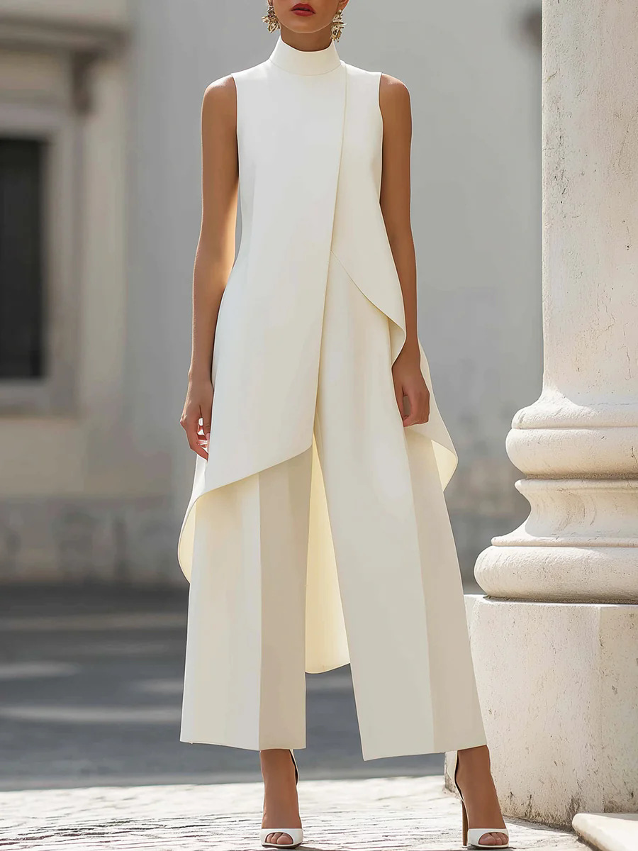 Women'S Formal Wear Pants - Women's Solid Color Two Piece Sleeveless
