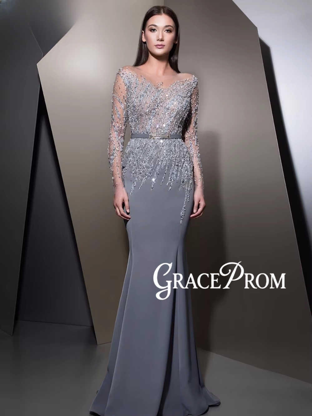 GRACEPROM Illusion Long Sleeve - Women'S Formal Dinner Wear review and price