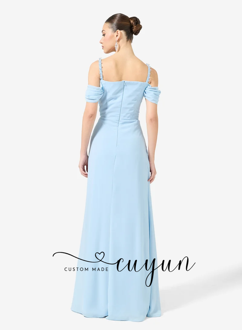 CUYUN Customized Sky Blue Form - Women'S Formal Dinner Wear review and price
