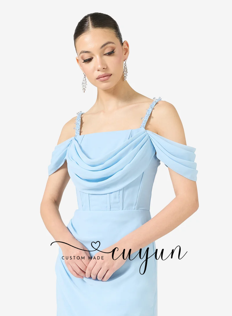 CUYUN Customized Sky Blue Form - Women'S Formal Dinner Wear review and price