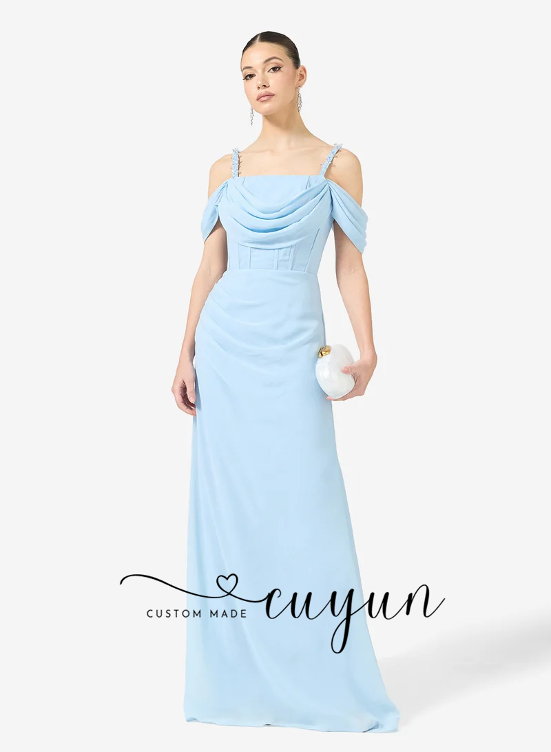 CUYUN Customized Sky Blue Form - Women'S Formal Dinner Wear review and price