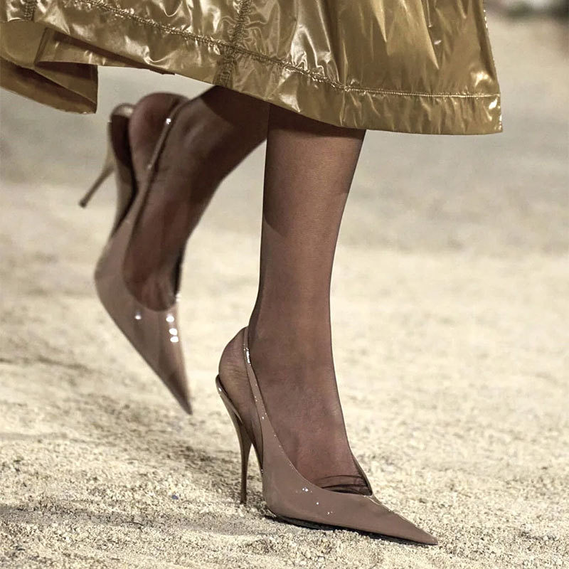 Elegant Nude Gloss Patent Leat - Slingback Heel Formal review and price