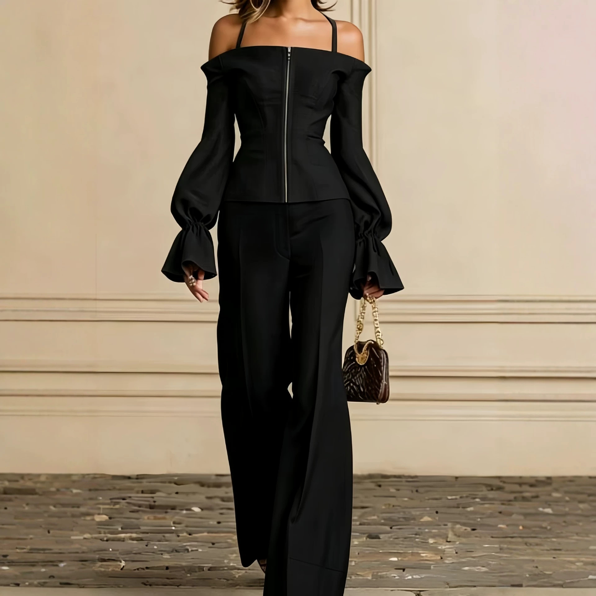 2 Piece Pants Set Women Solid  - Women'S Formal Wear Pants review and price