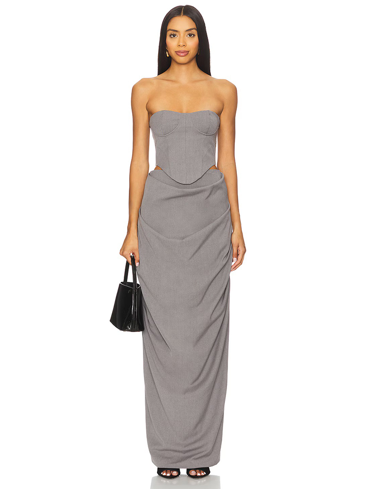 Grey Off Shoulder Corset Ruche - Female Formal Wear review and price