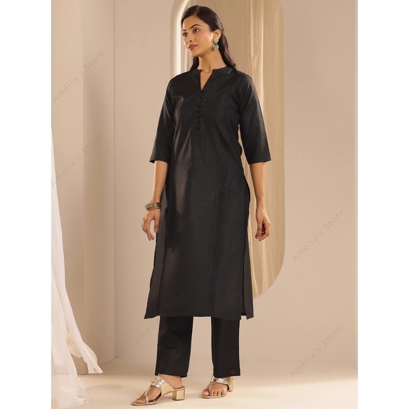 Women's Black Jacquard Kurta P - Women Formal Wear Indian review and price