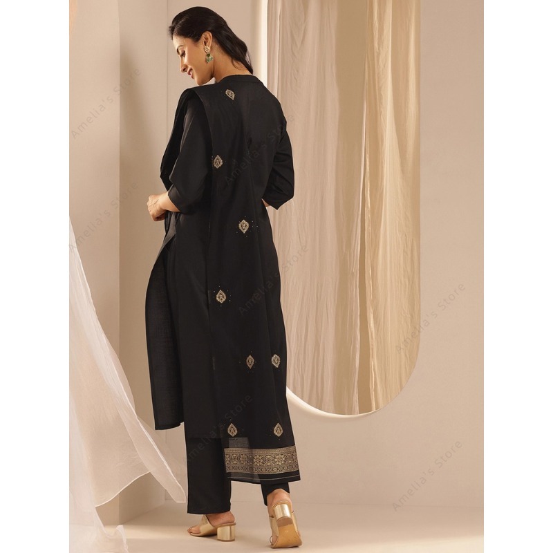 Women's Black Jacquard Kurta P - Women Formal Wear Indian review and price