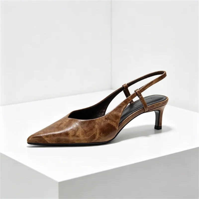 Retro Brown Kitten Heel Design - Slingback Heel Formal review and price