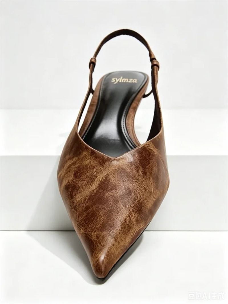 Retro Brown Kitten Heel Design - Slingback Heel Formal review and price