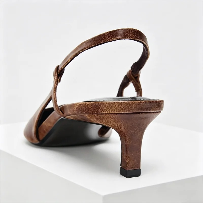 Retro Brown Kitten Heel Design - Slingback Heel Formal review and price